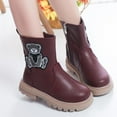 thumbnail image 2 of HAOTAGS Girls Martin Boots, Solid Color Zipper Side-Zip Knee-High School Boots Wine 10 Little Kids, 2 of 8