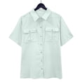 thumbnail image 4 of ZCFZJW Men's Casual Linen Button Down Shirt Short Sleeve Beach Shirt Solid Color Regular Fit Lightweight Holiday Vacation Tops with Double Front Pockets Light Gray XXXL, 4 of 9