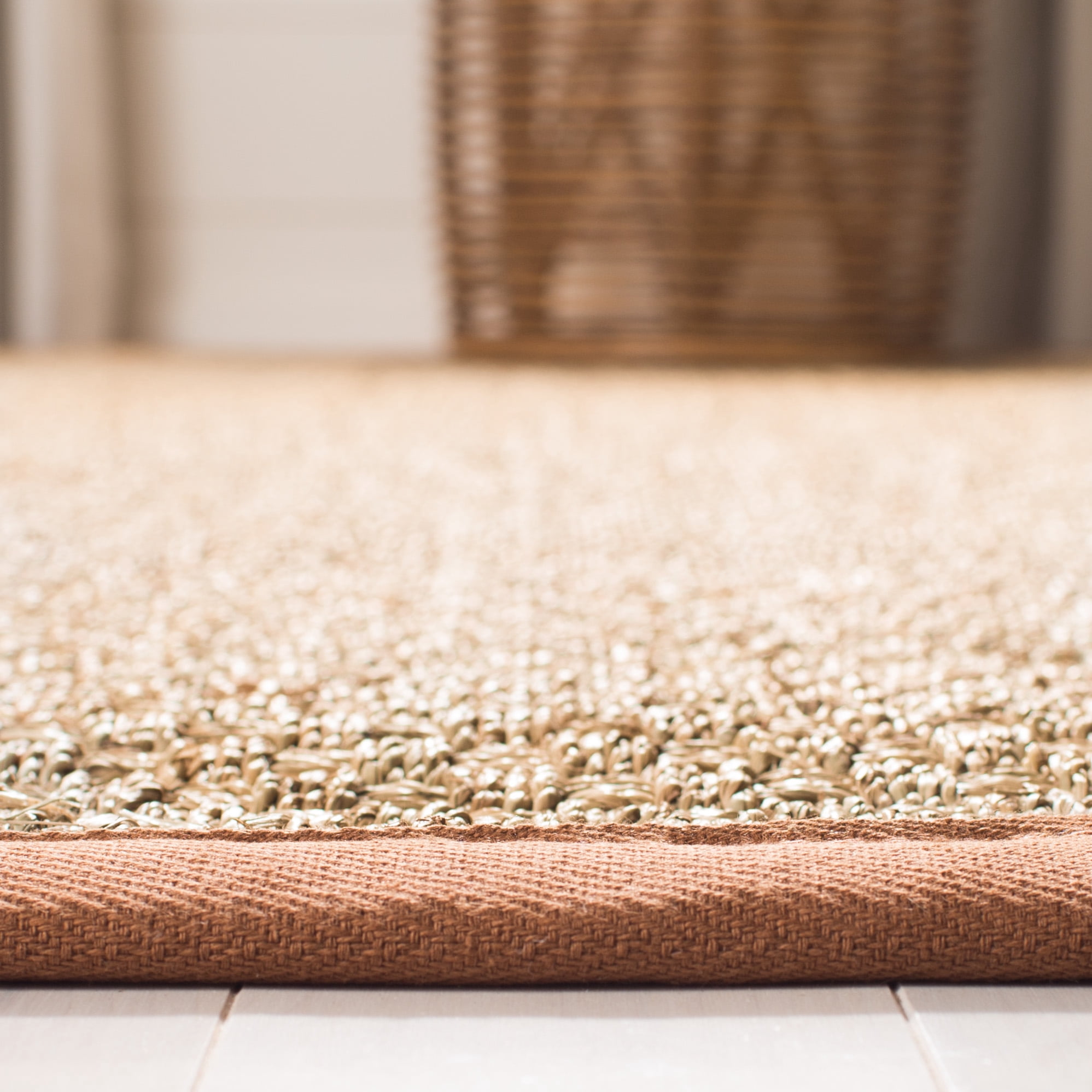 SAFAVIEH Natural Fiber Arbor Bordered Runner Rug, Natural/Brown, 2'6" x 16' - Coastal Design, Natural & Brown, Seagrass, Ideal for Entryway, Kitchen, Living Room, Office, Hallway