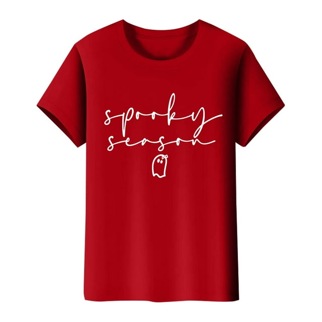 NMMUED Chemises d'Halloween pour Femmes Hauts de Sortie pour Femmes Hauts d'Halloween pour Femmes T-Shirts Graphiques pour Femmes T-Shirts Graphiques d'Automne pour Femmes T-Shirts d'Halloween Mignons pour Femmes Chemise Chauve-Souris Rouge 3TG