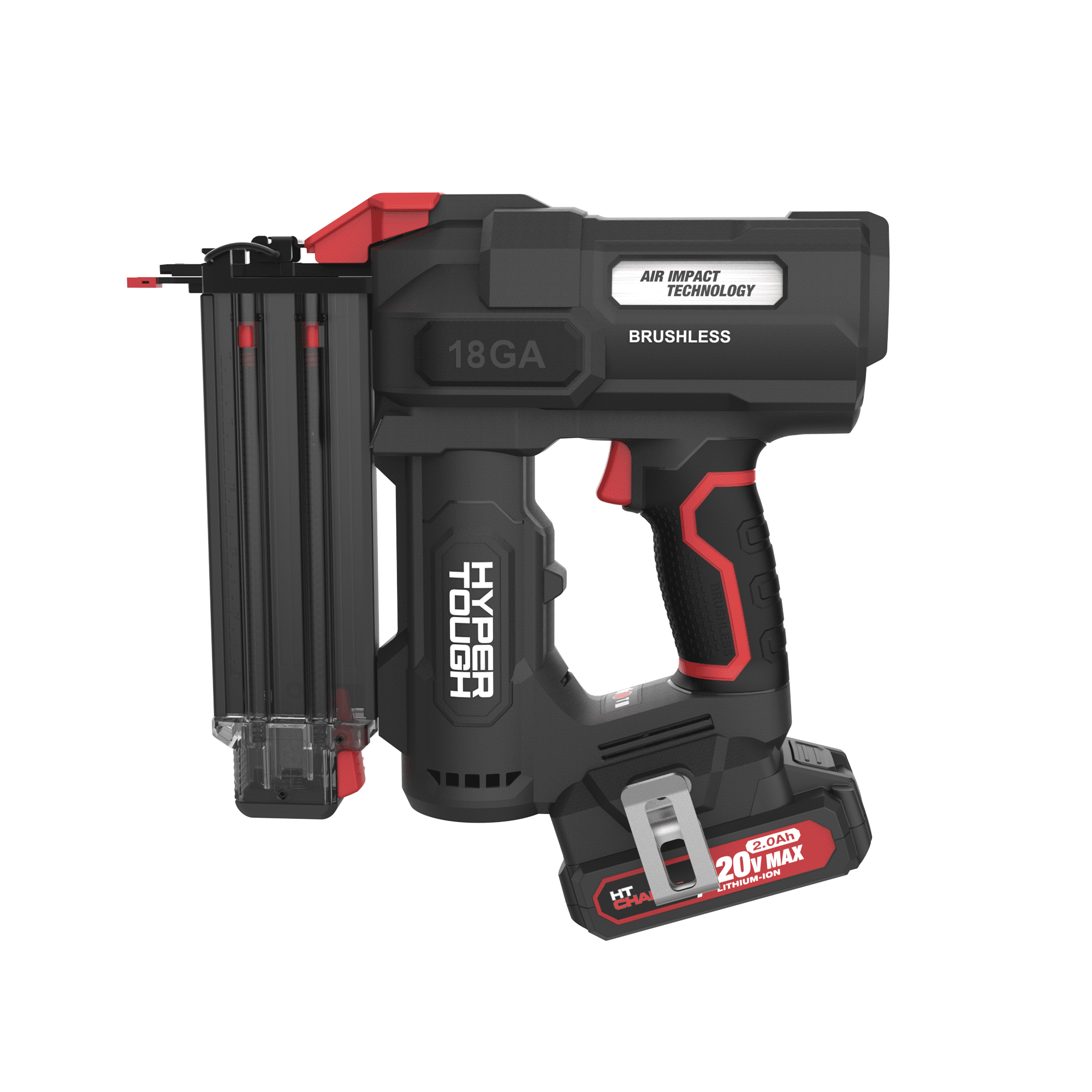 Hyper Tough 20V Max Brushless Cordless 18-Gauge Brad Nailer Kit, 2-1/8 in., with (1) 2.0Ah Lithium-Ion Battery, CCT18BWT