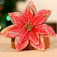 thumbnail image 4 of 6 Pieces Christmas Glitter Poinsettia Faux Flowers Christmas Flowers Decorations Wedding Xmas Tree New Year Ornaments, 4 of 6