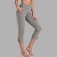 thumbnail image 7 of Inglocry Womens Capri Pants High Waisted Straight Leg Yoga Capris Leggings with Pockets Crop Workout Summer Pants Gray S, 7 of 7