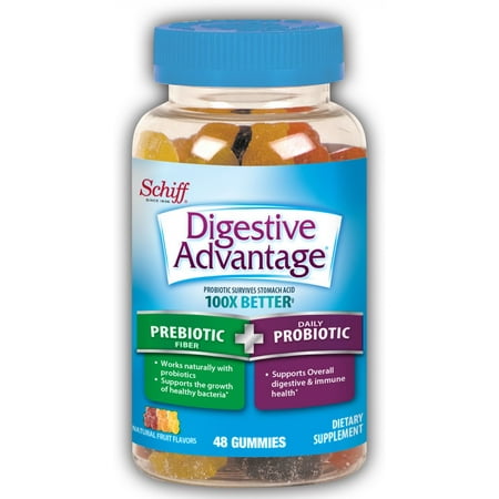 2 Pack - Digestive Advantage Prebiotic Fiber Plus Probiotic Gummies 48 (Best Fiber Gummies For Kids)