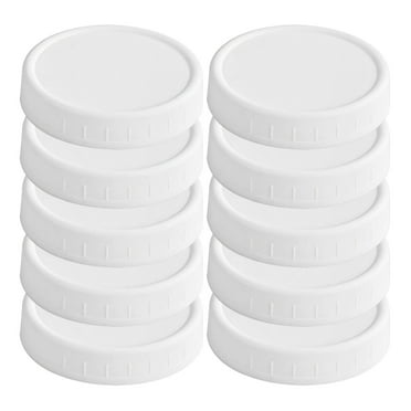 ACDANC 10 Pcs Mason Jar Lids,Plastic Mason Jar Lids Fit Regular Mouth 70mm,Reusable Leak Proof Replacement Jar Lids,White