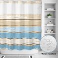thumbnail image 4 of No Hook Shower Curtain with Built-in Rings - Farmhouse Vintage Washable Waterproof Fabric Bathroom Curtains for Hotel,Rentals, 72 X 78 Inch Long , Wood Texture Blue Beige Brown, 4 of 9