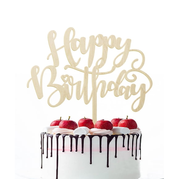 Cake Topper Naicaek Hecho a Mano con Brillo de Madera para Cumpleaños