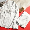 thumbnail image 4 of VERUGU Pajamas for Women Set Button Up Long Sleeve Silk Top with Pocket Long Pants 2 Piece Outfits Loungewear Nightwear Sleepwear, 4 of 5