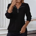 thumbnail image 2 of NMMUED Women's Sweatshirt Quarter Zip Pullover Women Collared Sweatshirt Womens Sweatshirts No Hood 1/4 Zip Pullover Women Sweatshirts for Women Loose Fit Womens 1/4 Zip Pullover Black L, 2 of 6