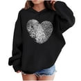 thumbnail image 2 of Fingerprint Heart Hoodie for Girls Oversized Pullover Lightweight Black Graphic Kids Sweatshirt,Size 3 T, 2 of 8