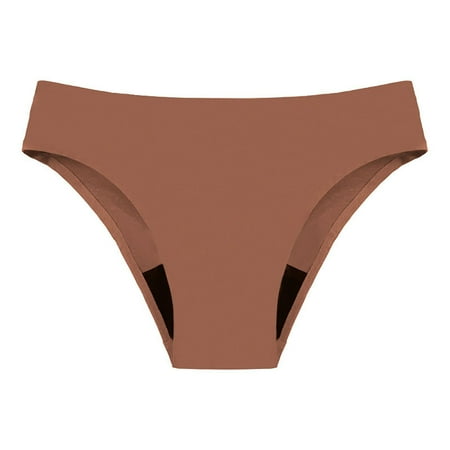 Sksloeg Seamless Thongs for Women Period Swimwear - Menstrual Leakproof Bikini Bottoms -Swim Bottoms for Teens  Girls  Women Light Brown XS