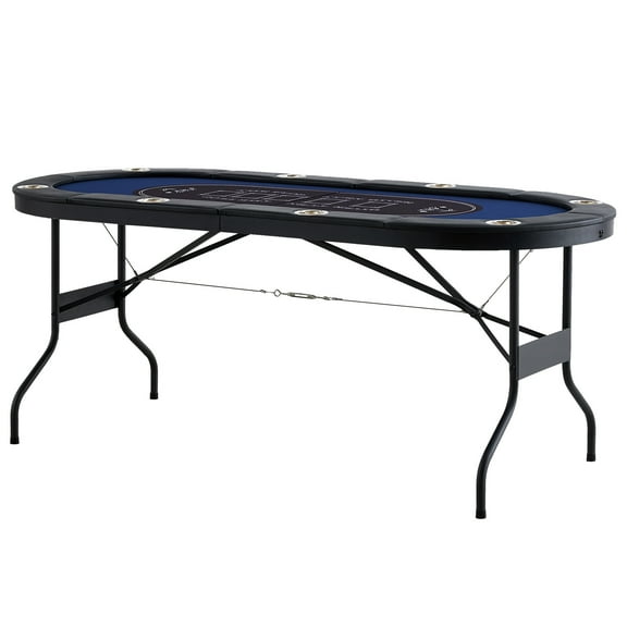 KFFKFF Foldable, Oval 8 Player Poker Table, Green
