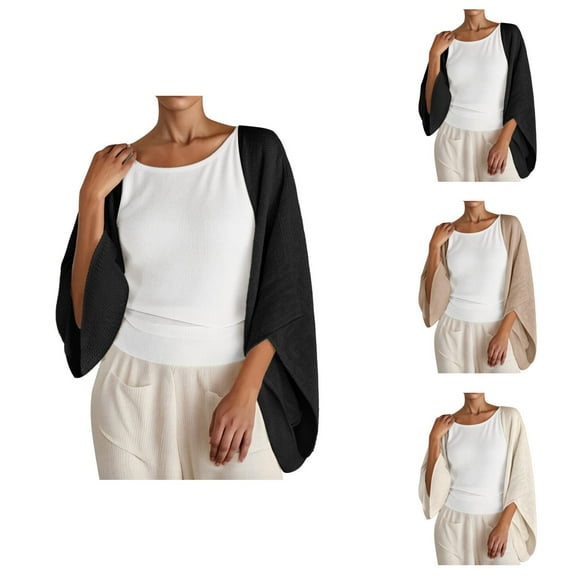Linen Shrug Cardigans for Women 2025 3/4 Sleeve Open Front Loose Casual Lightweight Cover Up Womens Shrug Tops