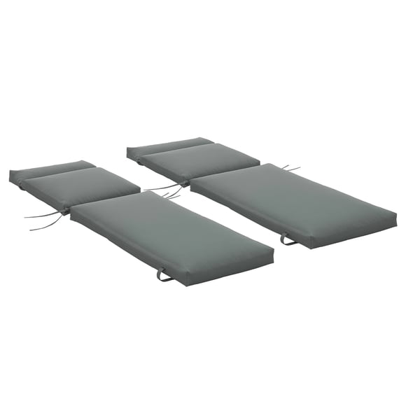 Outsunny Lounge Chair Cushion Set of 2, Chaise Lounge Cushions, Dark Grey