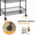 thumbnail image 4 of 3 Tier Rolling Utility Kitchen Cart, Heavy Duty Wire Rolling Cart on Wheels, Commercial Metal Serving Carts with Handle, Kitchen Island Plant Shelf Food Storage Trolley for Laundry, Office, Garage, 4 of 10