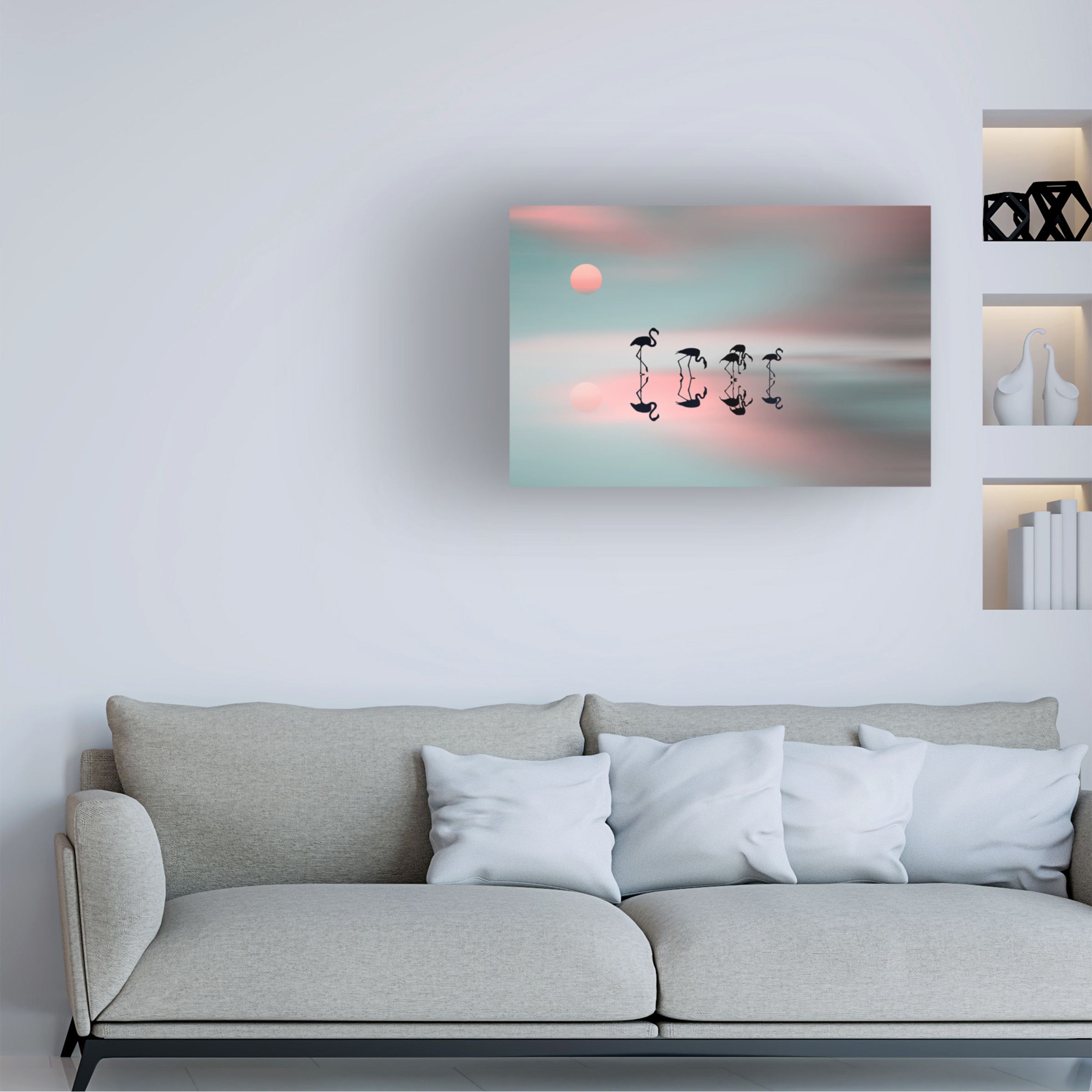 Natalia Baras 'Family Flamingos' Canvas Art