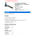 thumbnail image 2 of Front Right Outer Tie Rod End - Compatible with 2017 - 2022 Toyota Prius Prime 2018 2019 2020 2021, 2 of 2