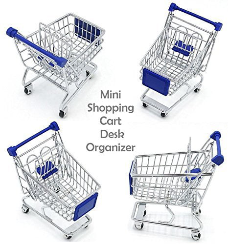 Mini Novelty Blue Shopping Cart Carriage Pen Pencil Supplies