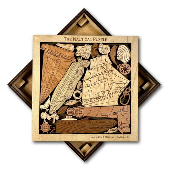 Creative Crafthouse Nautical Puzzle, Boater Wood Art Gift and Decor, USA