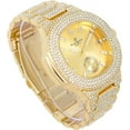 thumbnail image 4 of Charles Raymond Bling-ed Out Bracelet with Oblong Iced Look Hip Hop Watch - 8475BC Cuban (ST10235 VO Shiny Gld -MB), 4 of 6