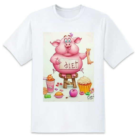 Basic Oversize Tees For WomenPig Loose Boyfriend Shirts Casual Blouse round neck