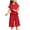 Red., variant on Girl's Summer 2 Piece Outfit,Ruffle Short Sleeve T-Shirt and Pleated Pants,Solid Short Sleeve Shirt Pleated Wide Leg Pants Set