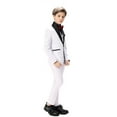 thumbnail image 3 of ETHAN Kids Tuxedo Suit for Boys Prom Suit Slim Fit 4 Piece Toddler Boys Wedding Suit White Size 3T, 3 of 7