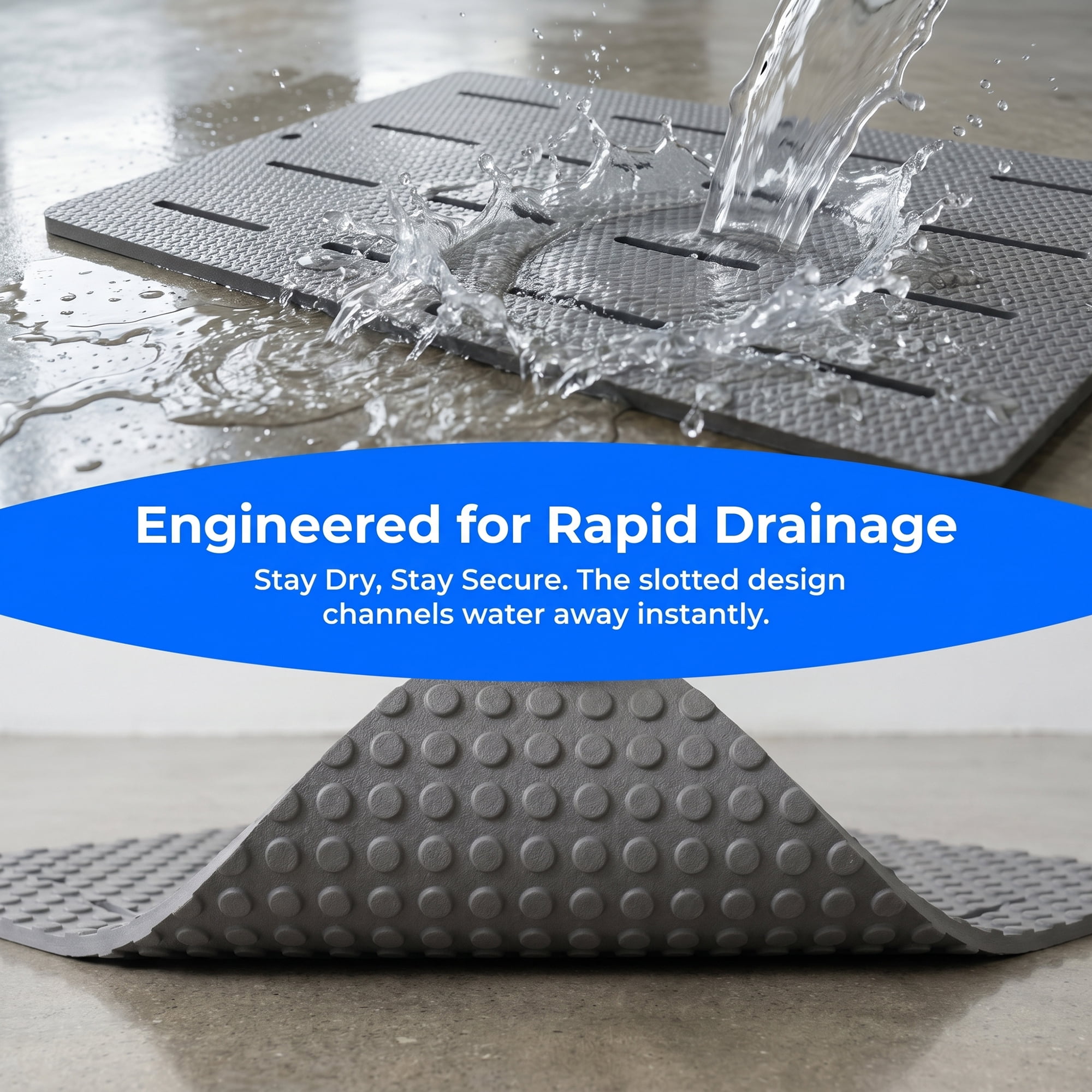 Unique Bargains EVA Foam Non Slip Quick Drying Bathtub Mat with Drain Hole Gray 34" x 24"