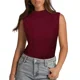 thumbnail image 3 of Chaleco a rayas de onda de Color sólido para mujer, camisetas sin mangas de Cuello medio alto, camiseta sin mangas para mujer, ropa de calle de tendencia, 3 of 4