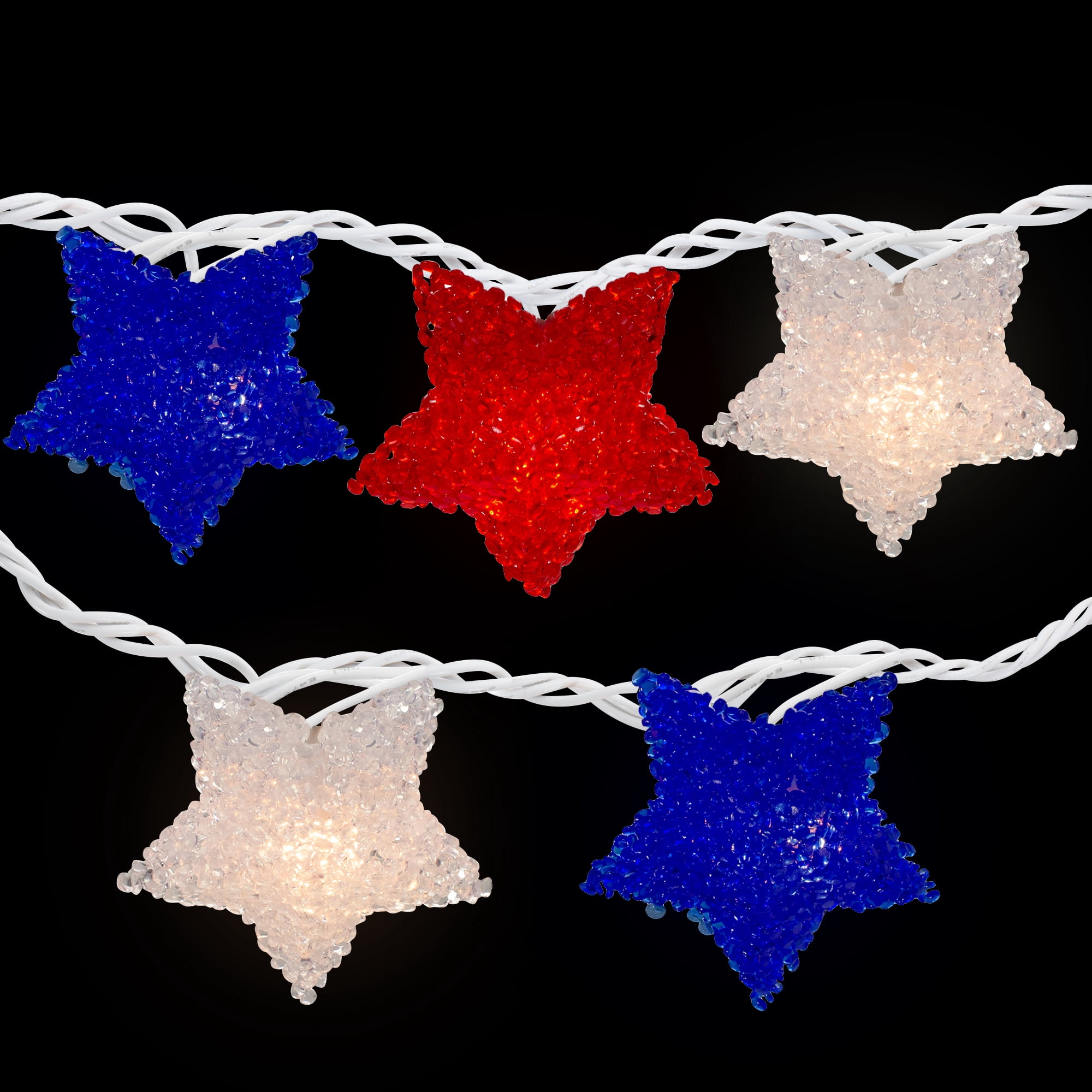 Northlight 10ct Patriotic 4th of July Star Shaped Outdoor String Lights - 6' White Wire
