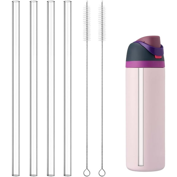 4pcs Reusable Straws for Owala FreeSip 40 oz,Replacement Drinking Straws for 40 oz Tumbler with 2 Straw Cleaning Brush, Lids Accessories for Owala