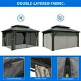 thumbnail image 4 of Dextrus 12x16ft Hardtop Gazebo with Nettings and Curtains, Heavy Duty Double Roof Galvanized Steel Outdoor Combined of Vertical Stripes Roof for Patio, Backyard, Deck, Lawns, Gray, 4 of 6
