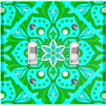 thumbnail image 1 of Metal Light Switch Plate Cover Neon Green Teal Tile Mandala Flower Pattern MDL039, 1 of 13