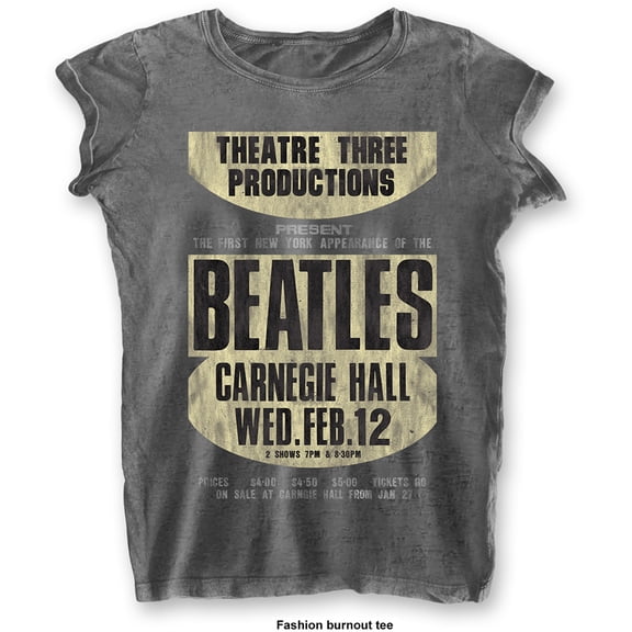 The Beatles Ladies T-Shirt: Carnegie Hall (Burnout) (Large)