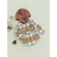 thumbnail image 3 of Inevnen Toddler Kids Boys Girls Flannel Hooded Plaid Shirt Button Baby Hoodie Fall Winter Clothes, 3 of 8