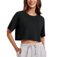 thumbnail image 1 of Remera CRZ YOGA Crop Top Deportiva de Algodón Pima Negra XL, 1 of 6
