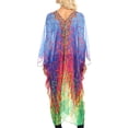 thumbnail image 2 of Sakkas Livi Women's V Neck Beach Dress Cover up Caftan Top Loose with Rhinestone - JFM91-Multi - One Size Regular, 2 of 5