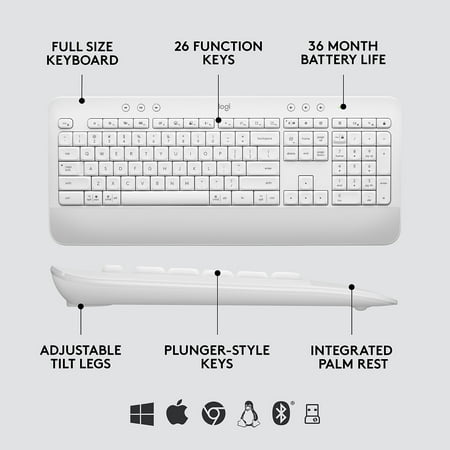 Logitech - Signature MK650 Combo for Business Full-size Wireless Keyboard and Mouse Bundle with Secure Logi Bolt Receiver - Off-White