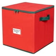 thumbnail image 3 of Hold N' Storage Christmas Ornaments Storage Box Polyester with Zipper, up to 64 -3" Ornaments - Red, 3 of 9