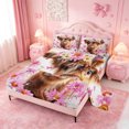 thumbnail image 2 of meiyoeat Highland Cow Flower Bed Sheets,Cute Farm Cattle Full Size Sheets For Girl,4pcs,1 Flat Sheet,1 Fitted Sheet and 2 Pillowcases, 2 of 6