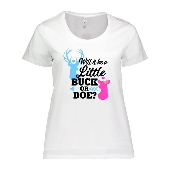Inktastic Gender Reveal Will it be a Little Buck or Doe? Women's Plus Size T-Shirt