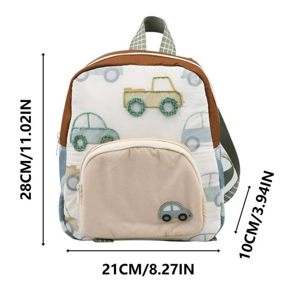 Rkxzt Backpack Color Blocked Canvas Backpack with Cute Embroidery Mini Lightweight Travel Schoolbag for Toddlers 10.62x9.84 Inch