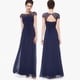thumbnail image 1 of Farfi Elegantes señoras encaje flor sin espalda color sólido fiesta noche largo vestido azul oscuro azul Farfi Vestido, 1 of 2