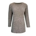 thumbnail image 5 of Scyoekwg 3/4 Length Sleeve Womens Tops Ribbed Knit Dress Shirts Crewneck Basic Sweater Tops Casual Loose Pullover (Khaki,XXL), 5 of 6