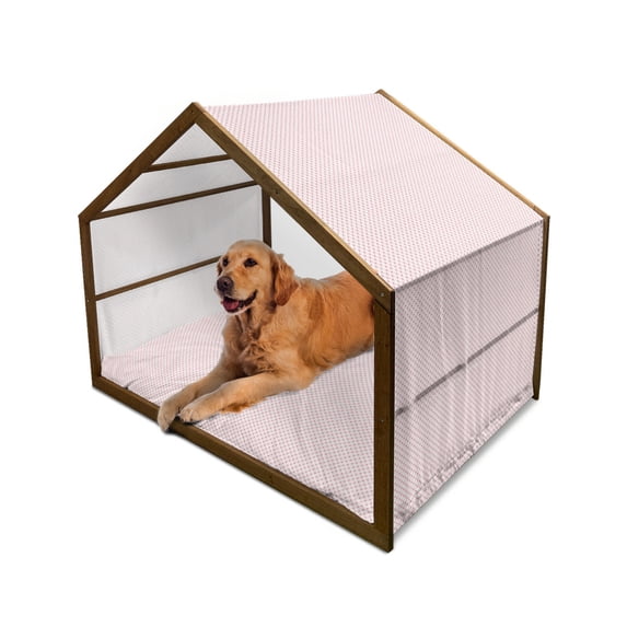 Love Pet House, Small Big Hearts Love Feminine Antique Classical Gatherings Engagement Inspired, Outdoor & Indoor Portable Dog Kennel with Pillow and Cover, 5 Sizes, Red Rose White, by Ambesonne