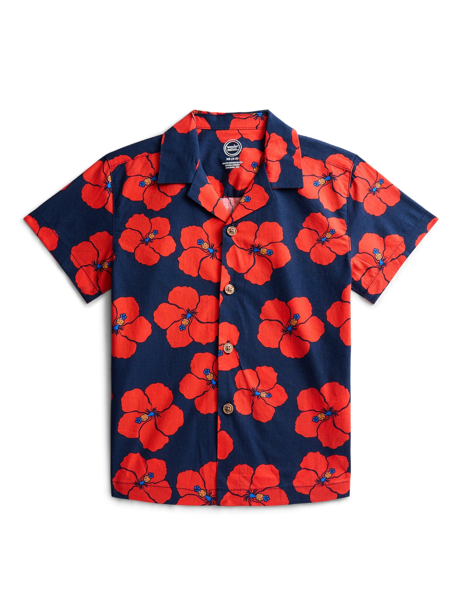 Wonder Nation Little and Big Boys Cabana Sun Shirt with UPF50+