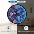 thumbnail image 5 of Indoor 12' Voice-Activated Luminous Decoration Wall Clock With LED Night Light Blue-purple Flowers, 5 of 8