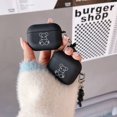 thumbnail image 4 of Airpod 3 Frosted Case, 2021 with Keychain Cute Cartoon Design Shockproof Skin Protection Accessories . (Matte Black Bear), 4 of 4