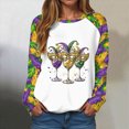 thumbnail image 2 of HCNTES Mardi Gras Shirts for Women Mardi Gras Sequin Long Sleeve Shirt Funny Fat Tuesday Tee Carnival Crewneck Party Tops(Size:M), 2 of 9