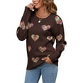 thumbnail image 1 of VISgogo, suéter de punto de manga larga para mujer, cuello redondo, patrón de corazones coloridos, prendas de punto holgadas, suéter de ganchillo informal para mujer VISgogo moda, 1 of 9